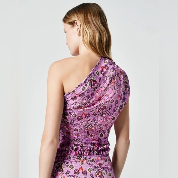 New! SMYTHE Asymmetrical One Shoulder Top in Violet Bandana Sz‎ 2 $350 - Picture 3 of 6